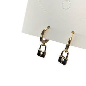 Gold lock earrings